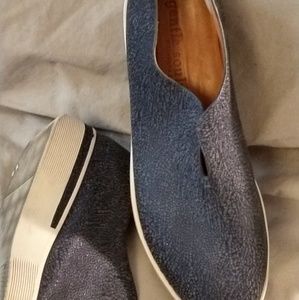SOLD Gentle Souls blue crackle slip ons